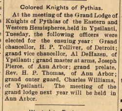 Sept. 8, 1897 Argus. Robert De Hazen was a leading member of a number of social and fraternal organizations. Here the Knights of Pythia. Courtesy Ann Arbor Public Library. 
